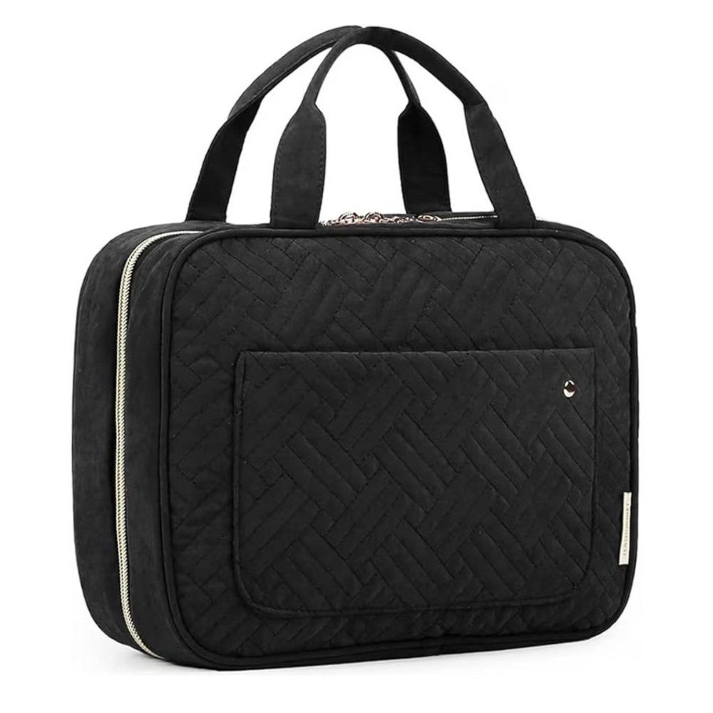 Bagsmart Elegant Black Quilted Toiletries Bag
